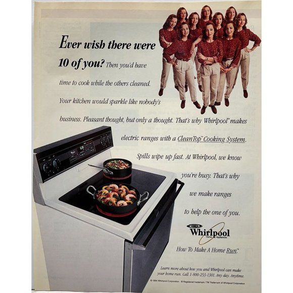 Whirlpool Stove Oven Print Ad Vintage 1994 Cleantop Cooking System Kitchen - Picture 6 of 6